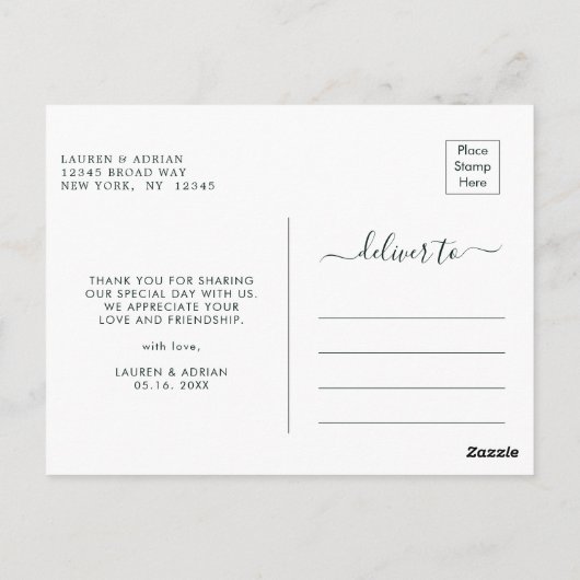 Blush Pink Bloom Bruiloft Dank u Briefkaart (Achterkant)