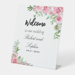 Blush Pink Bloom bruiloft voetstuk teken Reclamebord Met Voetstuk