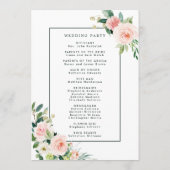 Blush Pink Bloom Floral Wedding Programme Programmakaart (Achterkant)