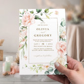 Blush Pink Bloom Gold Lijst Weddenschap Kaart