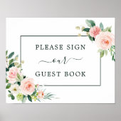 Blush Pink Bloom Guest Book Sign Poster (Voorkant)