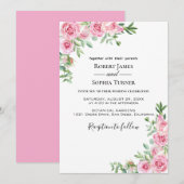 Blush Pink Bloom Huwelijksuitnodiging Kaart (Voorkant / Achterkant)