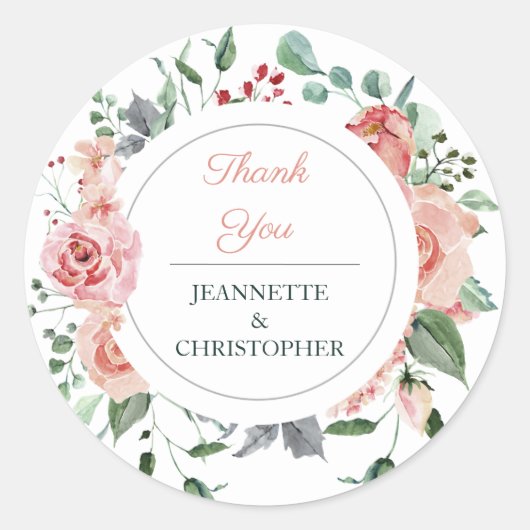 Blush Pink Bloom Romantic Weddenschap Bedankt Clas Ronde Sticker (Voorkant)