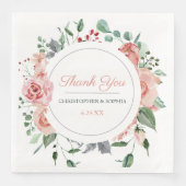 Blush Pink Bloom Romantic Weddenschap Bedankt Servet (Voorkant)