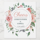 Blush Pink Bloom Romantic Wedding Wijn Etiket (Enkel label)