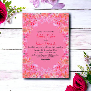 Blush Pink Bloom Rozen Boho Country Floral Weddens Kaart