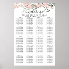 Blush Pink Bloom Seating Chart Poster