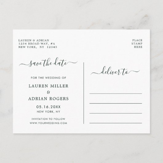 Blush Pink Bloom Sla de datumfoto op Aankondigingskaart (Achterkant)