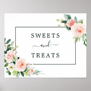 Blush Pink Bloom Sweets and Treatment Dessert Sign Poster