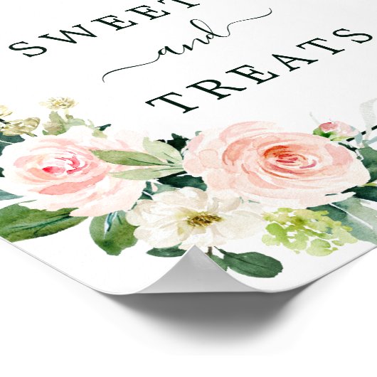 Blush Pink Bloom Sweets & Treatment Dessert Table Poster (Hoek)