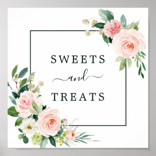 Blush Pink Bloom Sweets & Treatment Dessert Table Poster