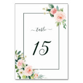 Blush Pink Bloom Trouwtafel Nummer Kaart (Voorkant)