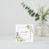 Blush Pink Bloom Waterverf Floral Vierkante Visitekaartje (Staand voorkant)