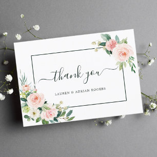 Blush Pink Bloom Weddenschap Hartelijk dank Bedankkaart