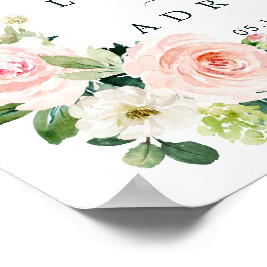 Blush Pink Bloom Weddenschap Welkomstvierkant Teke Poster (Hoek)