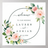 Blush Pink Bloom Weddenschap Welkomstvierkant Teke Poster (Voorkant)