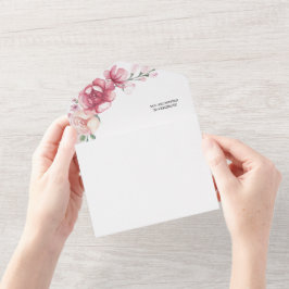 Blush Pink Bloom Wedding All In One Uitnodiging