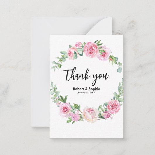 Blush Pink Bloom Wedding Bedankt Notitiekaartje (Voorkant)