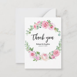 Blush Pink Bloom Wedding Bedankt Notitiekaartje