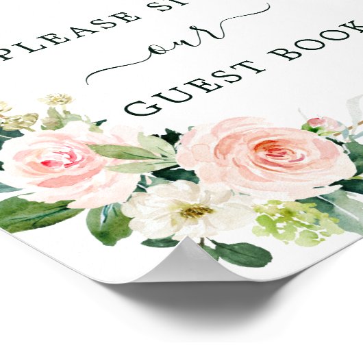 Blush Pink Bloom Wedding Guest Book Square Poster (Hoek)