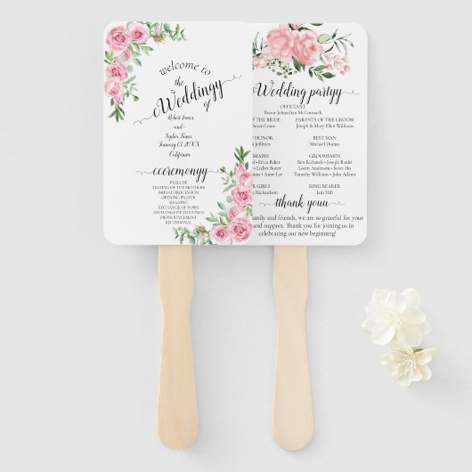 Blush Pink Bloom Wedding Handwaaier (Voorkant en achterkant)