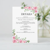 Blush Pink Bloom Wedding Informatiekaartje (Staand voorkant)