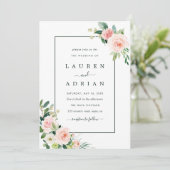 Blush Pink Bloom Wedding Kaart (Staand voorkant)