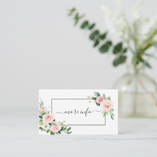 Blush Pink Bloom Wedding Meer info Informatiekaartje (Staand voorkant)