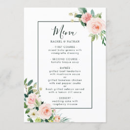 Blush Pink Bloom Wedding Menu
