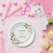 Blush Pink Bloom Wedding Papieren Bordje (Feest)