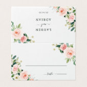Blush Pink Bloom Wedding Place Card Kaart (Buitenkant ongevouwen)