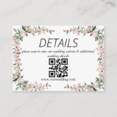 Blush Pink Bloom Wedding QR-code Informatiekaartje (Voorkant)