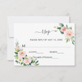 Blush Pink Bloom Wedding RSVP-kaart RSVP Kaartje