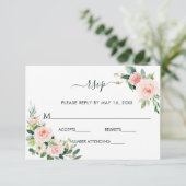 Blush Pink Bloom Wedding RSVP-kaart RSVP Kaartje (Staand voorkant)