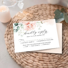 Blush Pink Bloom Wedding RSVP-kaart RSVP Kaartje