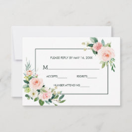 Blush Pink Bloom Wedding RSVP-kaart RSVP Kaartje