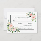 Blush Pink Bloom Wedding RSVP met maaltijdkeuze (Voorkant)