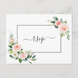 Blush Pink Bloom Wedding RSVP Uitnodiging Briefkaart