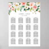 Blush Pink Bloom Wedding Seating Chart Poster (Voorkant)
