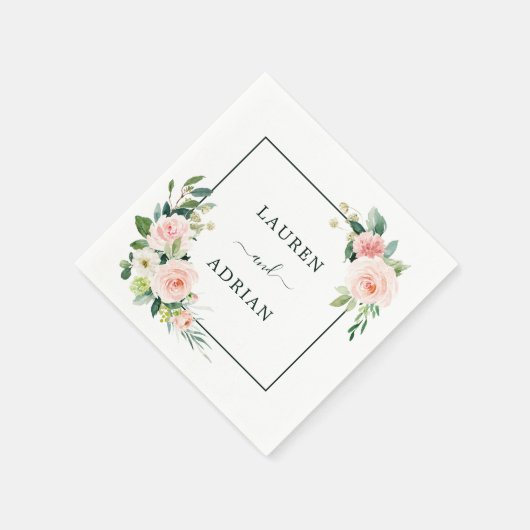 Blush Pink Bloom Wedding Servet (Hoek)