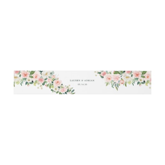 Blush Pink Bloom Wedding Uitnodigingen Wikkel (Vlak)