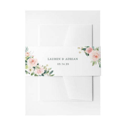 Blush Pink Bloom Wedding Uitnodigingen Wikkel (Voorkant Voorbeeld)