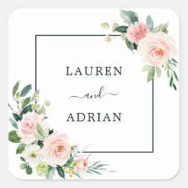 Blush Pink Bloom Wedding Vierkante Sticker