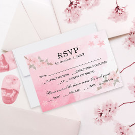 Blush Pink Blooming in Bliss Floral Baby shower RSVP Kaartje