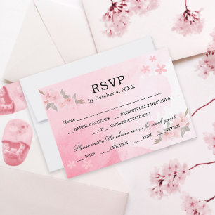 Blush Pink Blooming in Bliss Floral Baby shower RSVP Kaartje