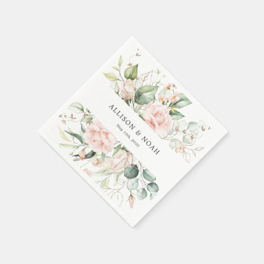 Blush Pink Blooms bruiloft servetten (Hoek)
