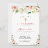 blush pink blooms Doopuitnodiging Kaart (Voorkant)