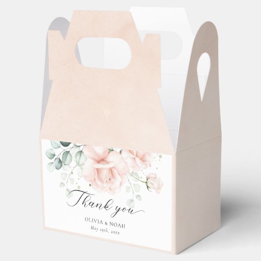 Blush Pink Blooms Wedding Favoriete Boxen Bedankdoosjes (Geopend)