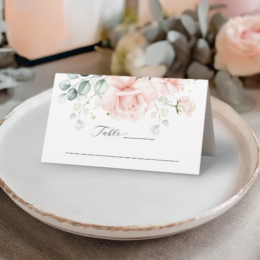 Blush Pink Blooms Wedding Place Card Plaatskaartje