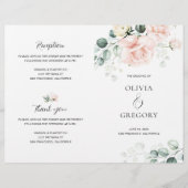 Blush Pink Blooms Wedding Programma (Voorkant)